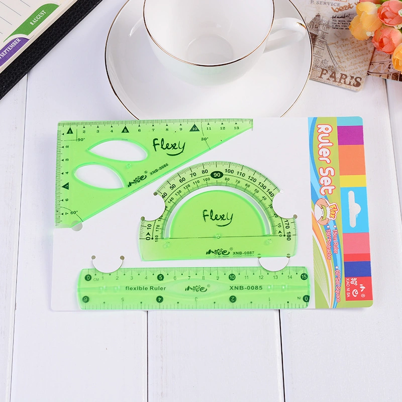 Custom Logo Flexible PVC Professional Math Geometry Ruler Set