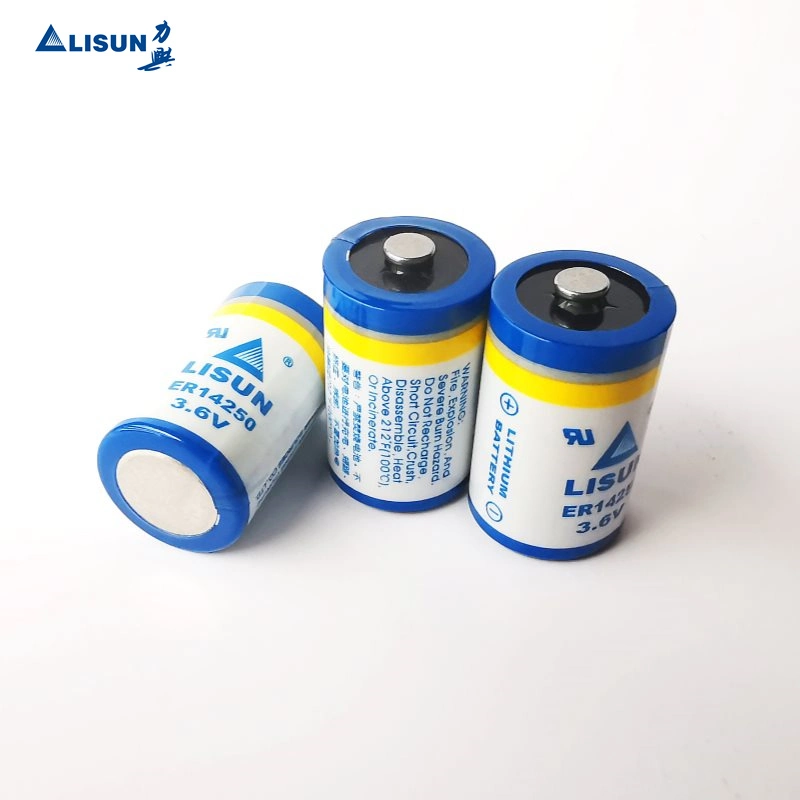 High-Voltage 3.6V Er14250 1/2AA 1200mAh Lisun Li-Socl2 Non Rechargeable Cylindrical Battery Power Supply for Electronic Meters