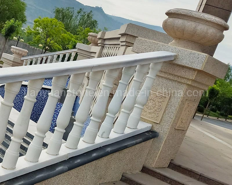 Природные здание из камня мрамора балкон Balustrade, белыми мраморными лестницами поручни
