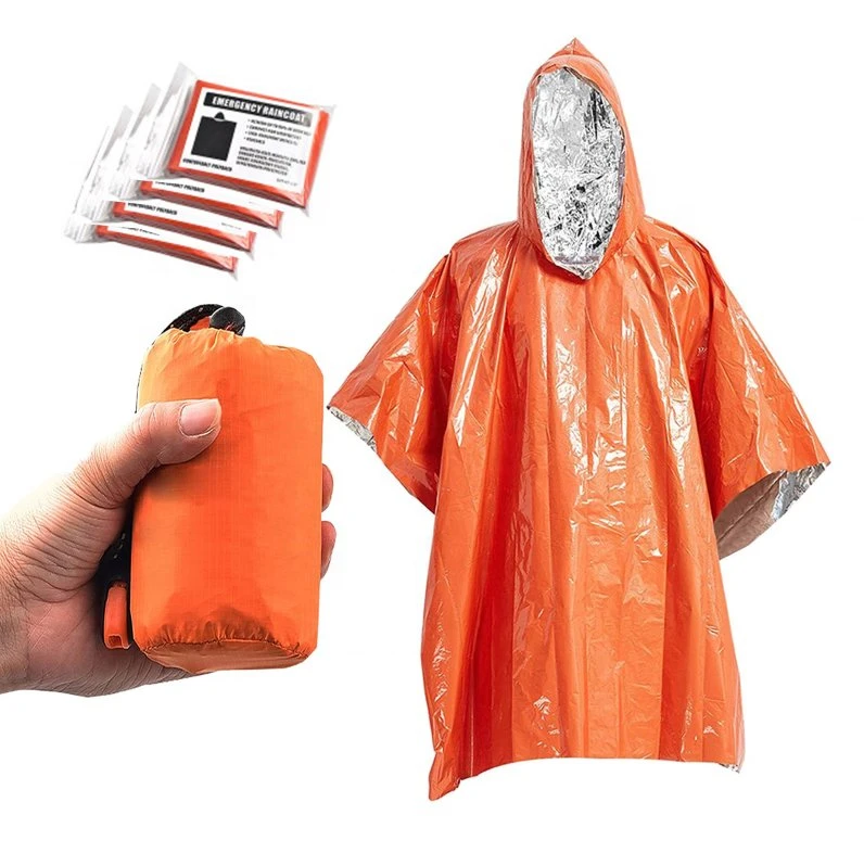 Emergency Blankets Rain Poncho Hybrid Survival Gear Equipment Waterproof Camping Gear Outdoor Rain Coat