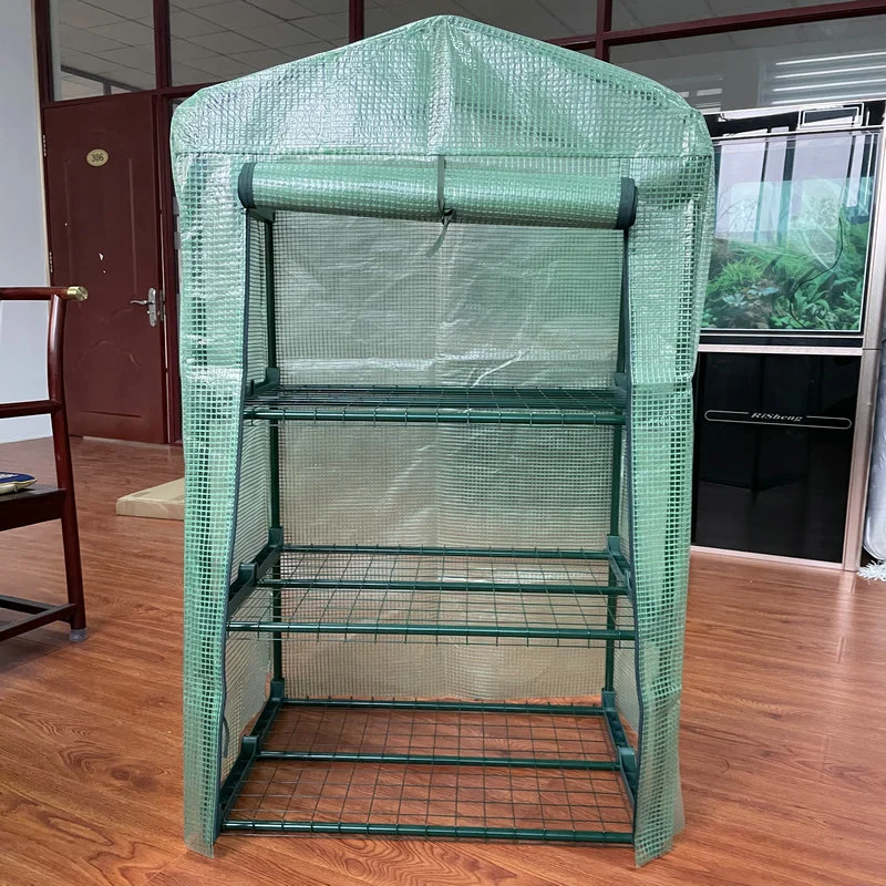 Outdoor Portable Greenhouse Mini Walk in 3 Tiers 12 Shelves Stands PE Cover Small Walk-in Greenhouse