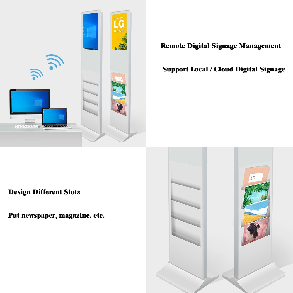 Free Stand Indoor LCD Magazine Digital Signage Kiosk Advertising TV Player Screen