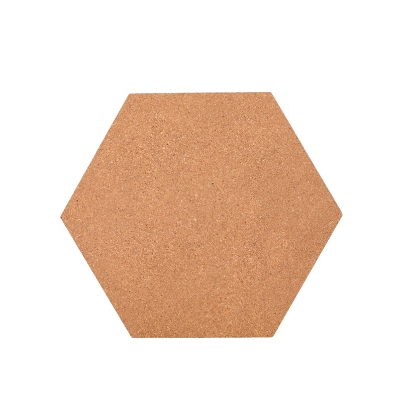 8X250X216mm Premium Beveled Edge Hexagon Shaped Cork Board Tiles with 3m Self Adhesive Mounting Pads for Wall Bulletin Set of 8