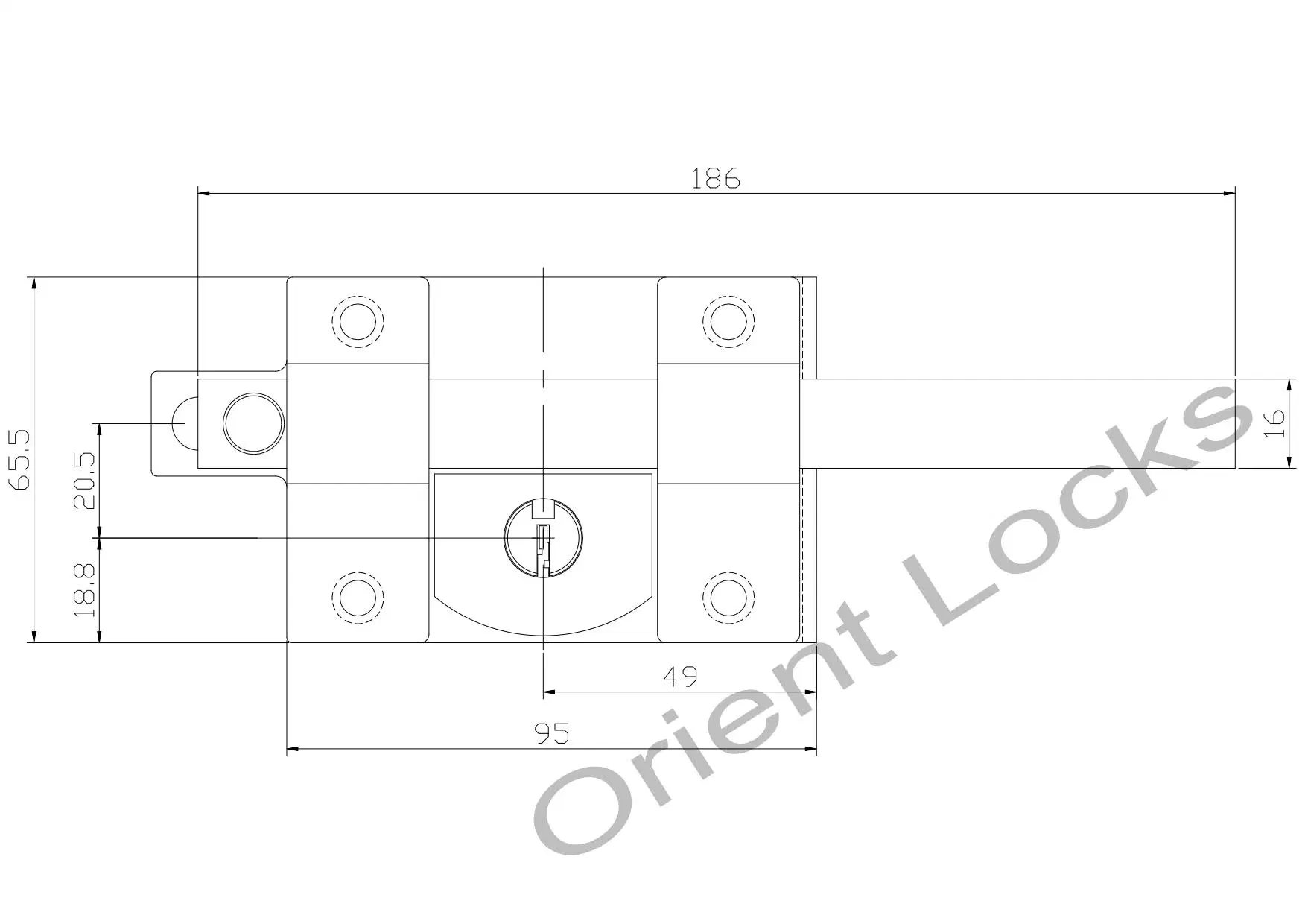 Mexico Bolt Lock 761 Series with 2 Normal Key Lock Body