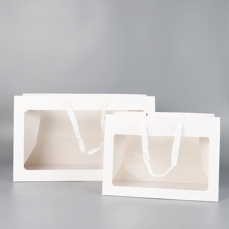 in Stock Wholesale/Supplier Extra Large Size Gift Tote Carrier Shopping Paper Packaging Bag with Window