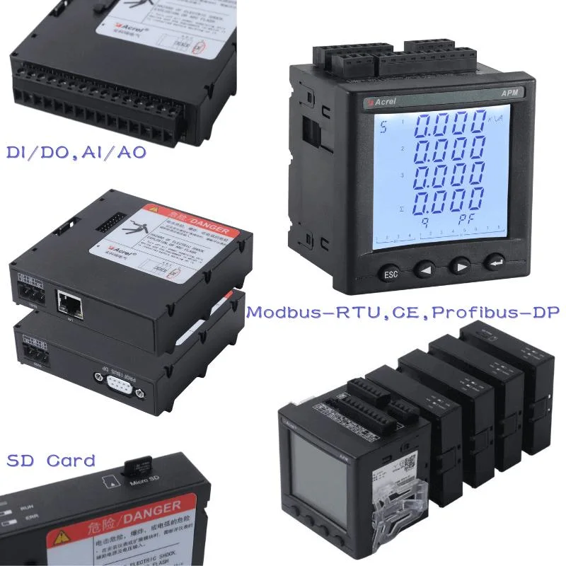 Acrel Apm 3 Analyseur de qualité de l'énergie du compteur triphasé avec Modbus-Ethernet Profibus.