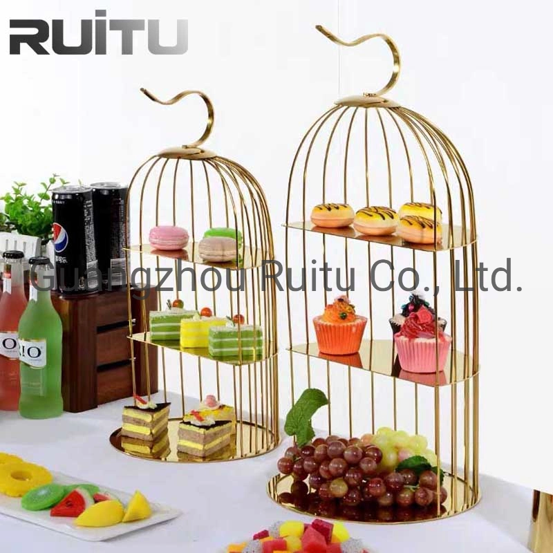 Other Hotel Service Equipment Wedding Decorations Afternoon Tea Bird Cage Stainless Steel Wire Buffet Mirror Platter Risers Dessert Display Cup Cake Stand