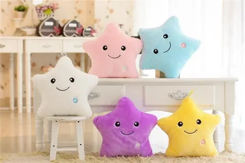 Creative colorido Five-Pointed Dropshipping luminosa estrella almohada juguete de peluche de San Valentín regalo niña