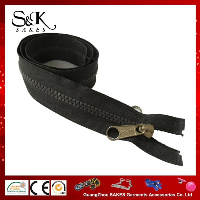 Customised 20# Large Size Plastic Zipper Vislon Zipper with Fancy Slider