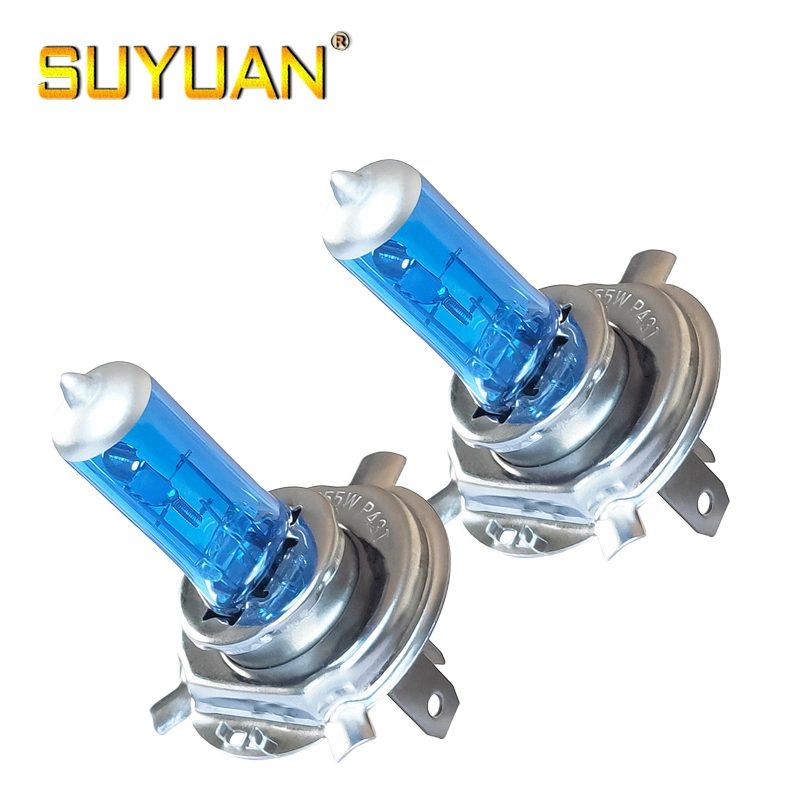 Blue Highlight Halogen Lamp H4 12V 60/55W High Low Beam Car Quartz Headlamp Bulb Is Used for Auto Lighting System