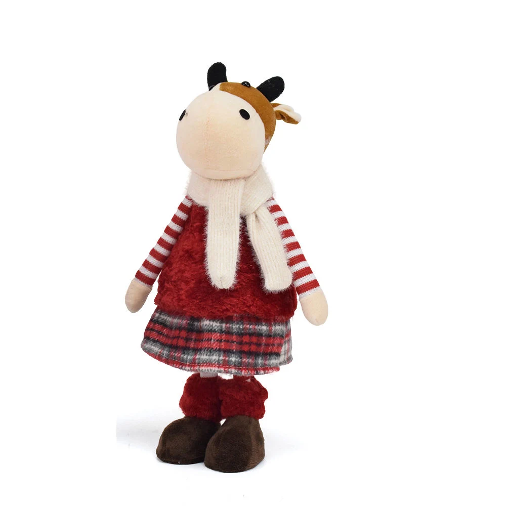 Christmas Natal Decor Cow Couple Animated Animals Plush with Scarf