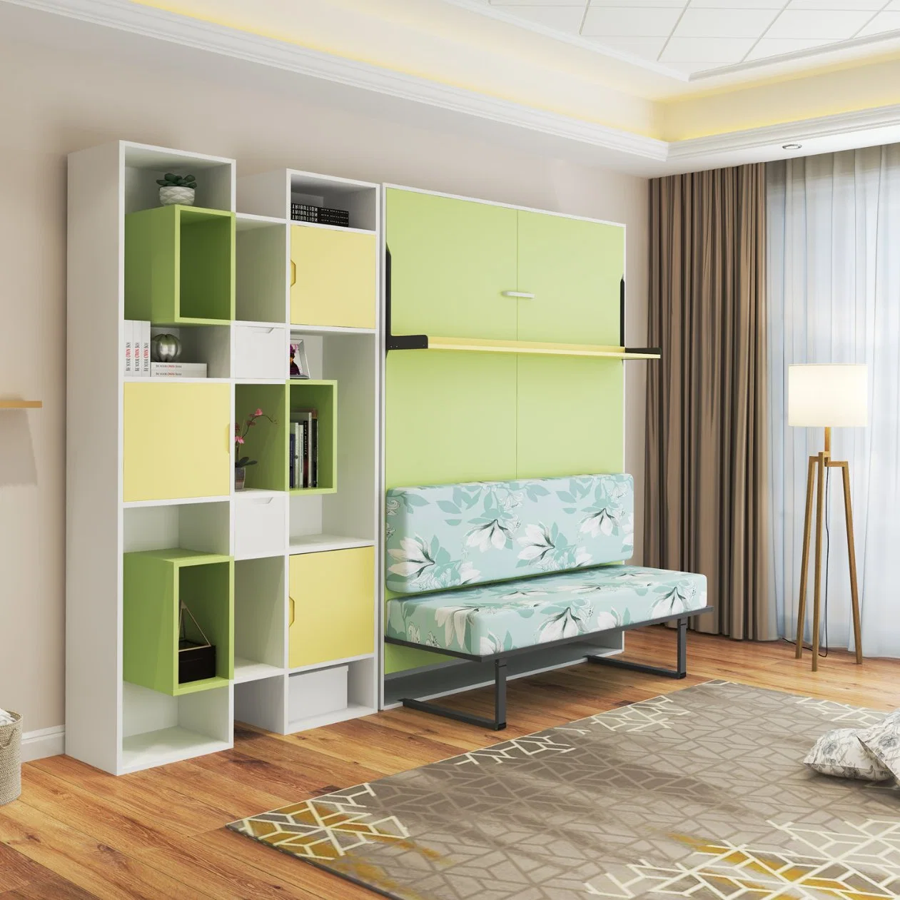 Living Room Bedroom Folding Vertical Flip with Sofa Dual-Use Wall Bed