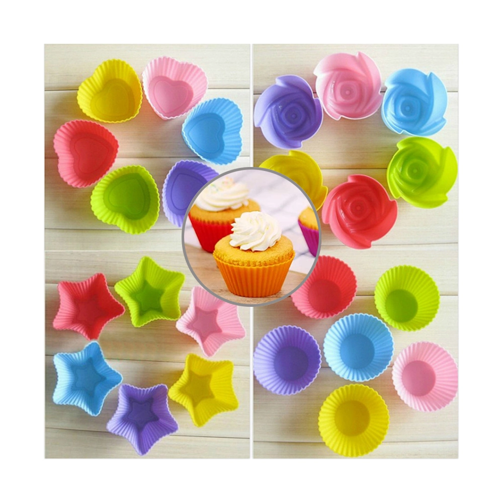 Couleur aléatoire forme différente moule à gâteau Outils à pâtisserie Muffin Cupcake Moules à pâtisserie en silicone pour le bricolage