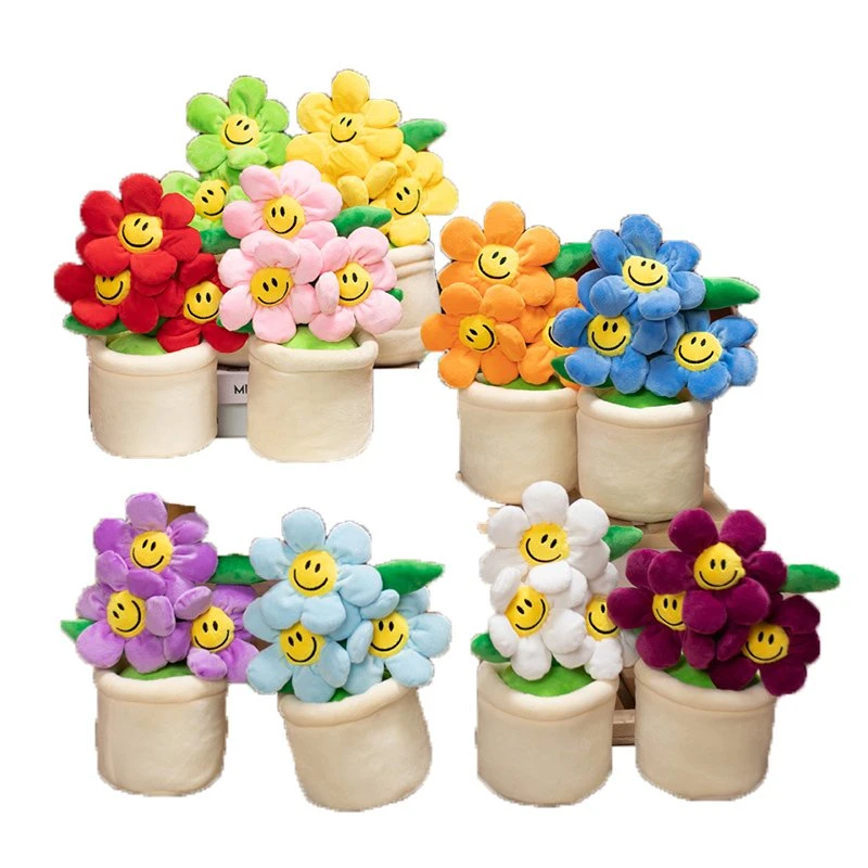 Cute Custom Sun Flowers Plush Toys Flowers Potted Plants Toys Home Decoration Plush Toy