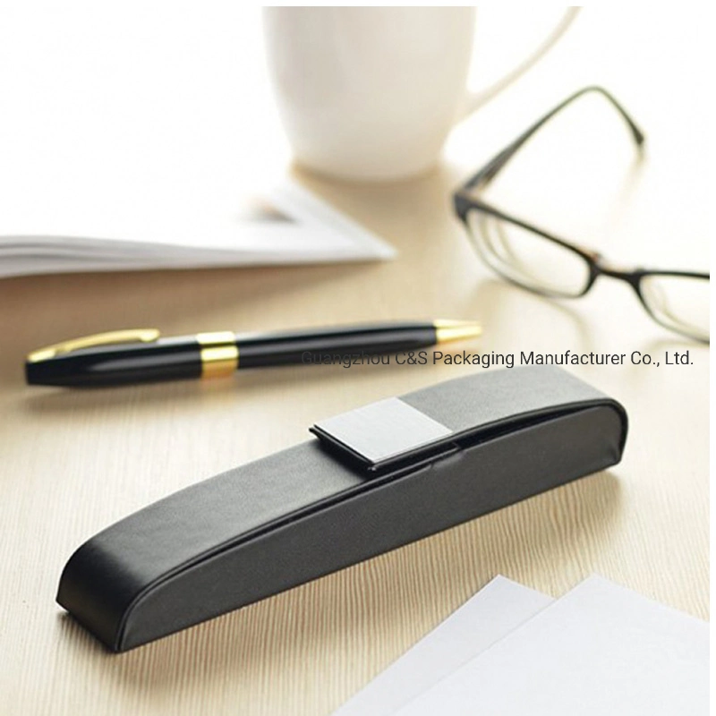 Custom Office & School Supplies Luxury PU Leather Pen Case Gift Portable Flip Cover Box Clamshell Pencil Case