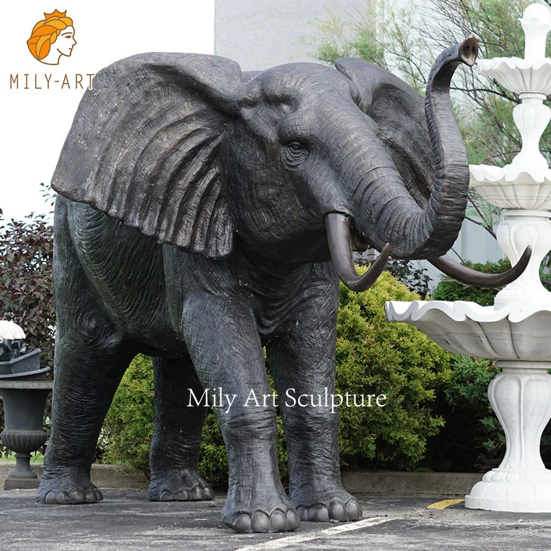 Jardín Zoo decoración Grande vida Tamaño Metal Artesanía latón Cobre Estatua Animal Bronce Elefante Escultura para la venta