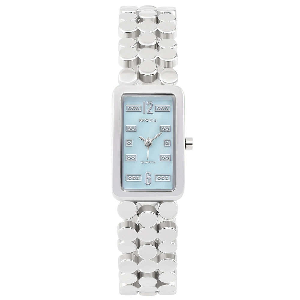 fashion Women Gifts Zinc Alloy Case and Mother of Pearl Dial Metal Quartz Lady Watch with Bracelet