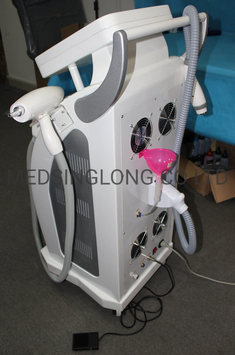 3 في 1 E، اختيار إزالة الشعر وعدم الإزعاج YAG Laser Tattoo إزالة وتبريد RF Beauty Machine Mslol01