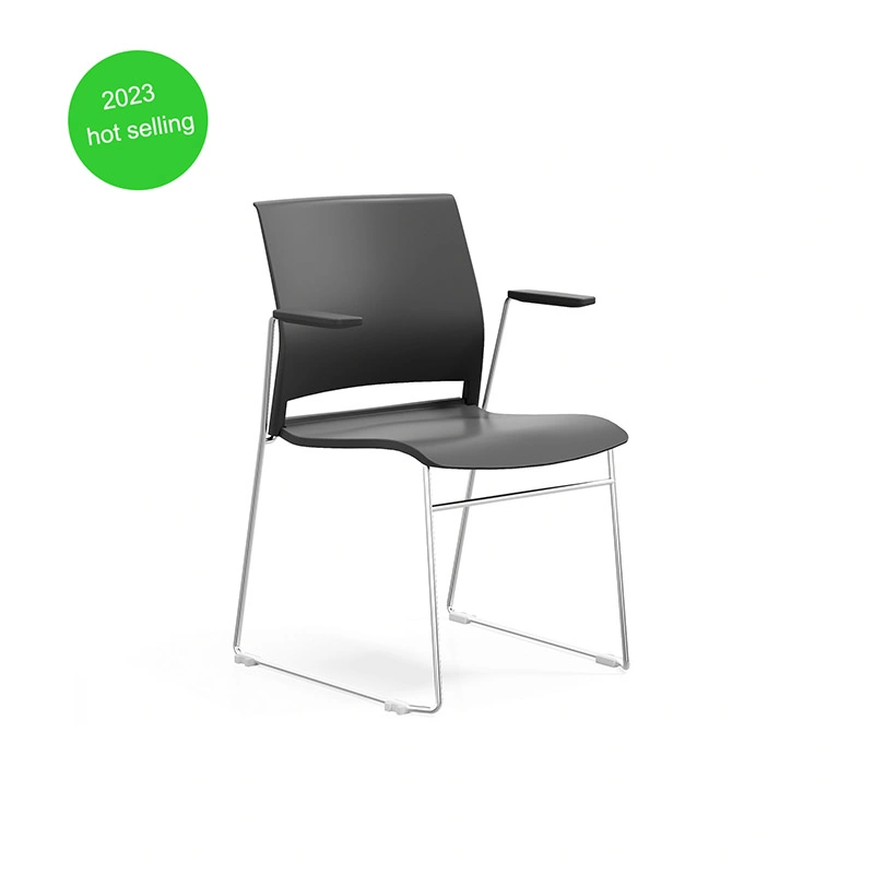 Modern Design Black Plastic Dining Chair Office Training Stackable Furniture