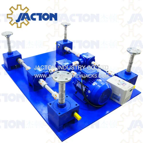 Multiple Screw Jacks Can Be Combined Into a Lifting System. Powered by a Geared Motor, The Jacks Are Connected in an H Configuration by Couplings, Bevel Gears.