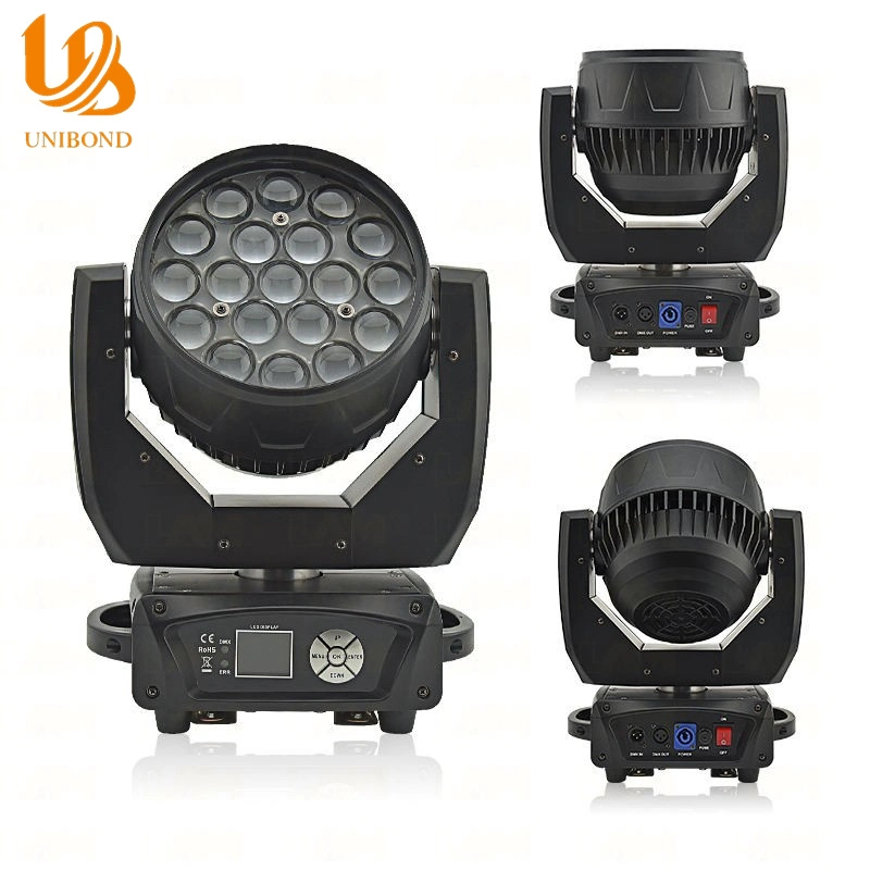 19X15W RGBW 4in1 com Circle Control Zoom LED Wash em movimento Farol