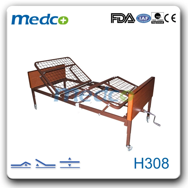 Height Adjustable Electric Wooden Patient Disable Hospital Bed Nursing Room Bed