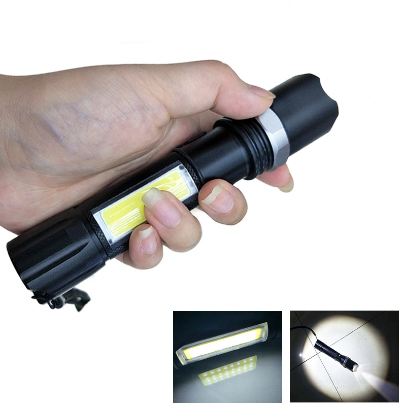 Multi-Functional Zoom Car Safety Hammer Outdoor Rechargeable Torch LED Strong Light Flashlight