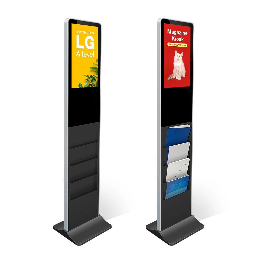 21.5 Inch Floor Stand Alone Multi Touch Interactive Displays Kiosk with Magazine