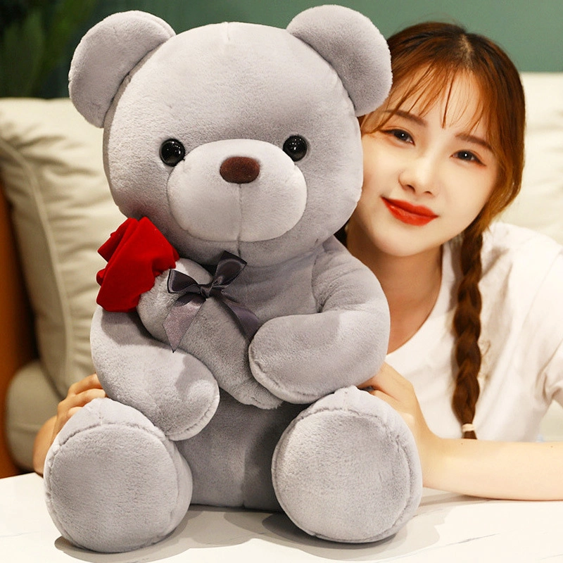 Valentine Day Gift 2023 Teddy Bear with Rose Flower 23cm Plush Valentine Day Bear