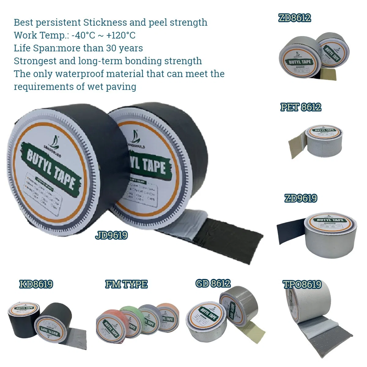 Strong Cross-Cover Surface Lifelong No Solid Butyl Tape Which Can Wet Paving Outdoor Use Directly