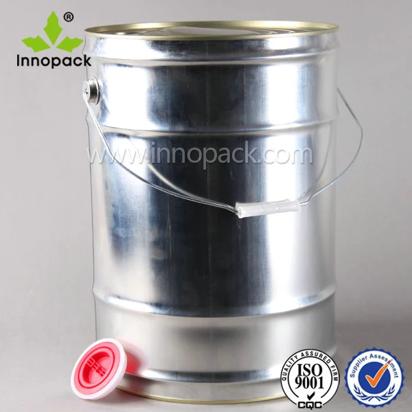 18L Customized Round Tin Barrel Oil Can with Press Cap and Metal Handle