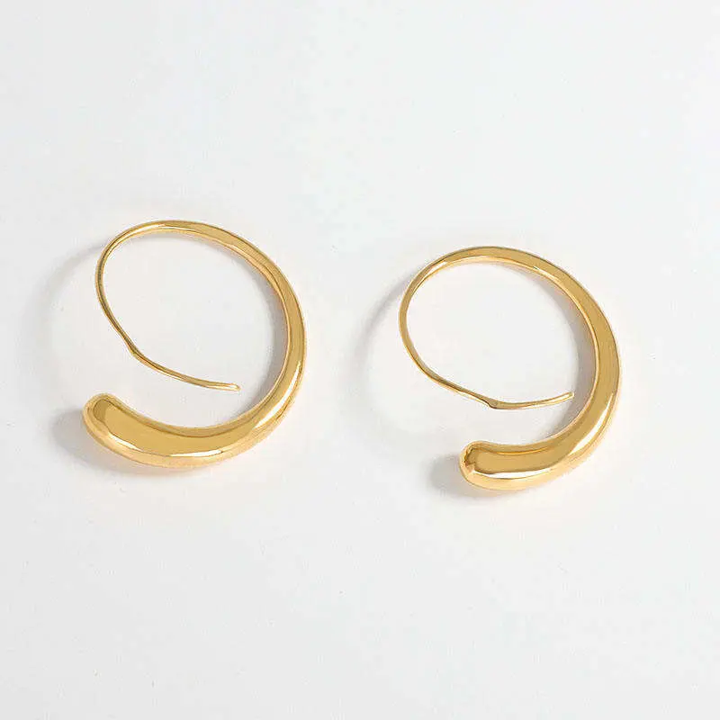 Espiral redonda de acero inoxidable 18K chapado en oro doble hélice Twist Pendientes de baloncesto