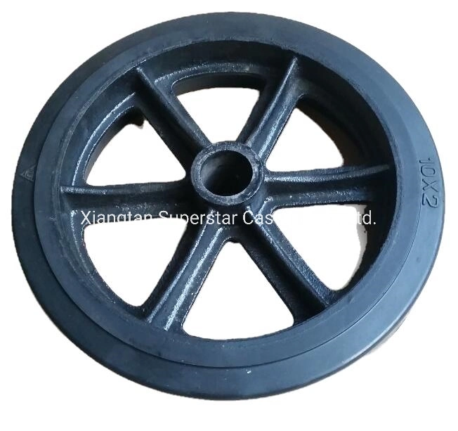 16" Manufacturer Black Rubber Cast Iron Core Wheels