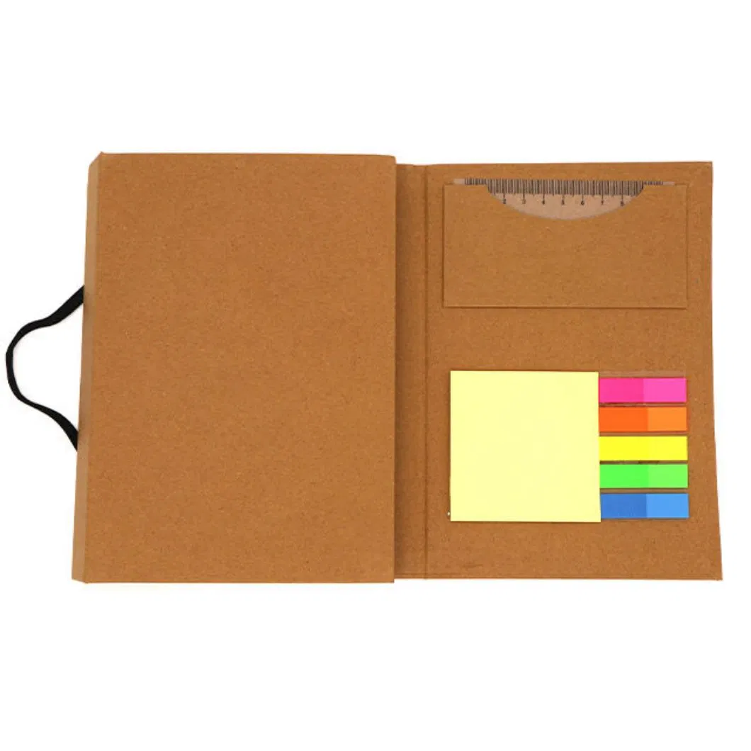 Custom Cheap Bulk Blank Kraft Note Book Notebook with Pen and Sticky Note