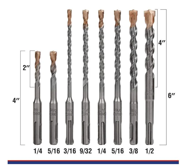 SDS-Plus Drill Bit Set, Carbide Tip, SDS+ Rotary Hammer Drill Bit Set with Storage Case