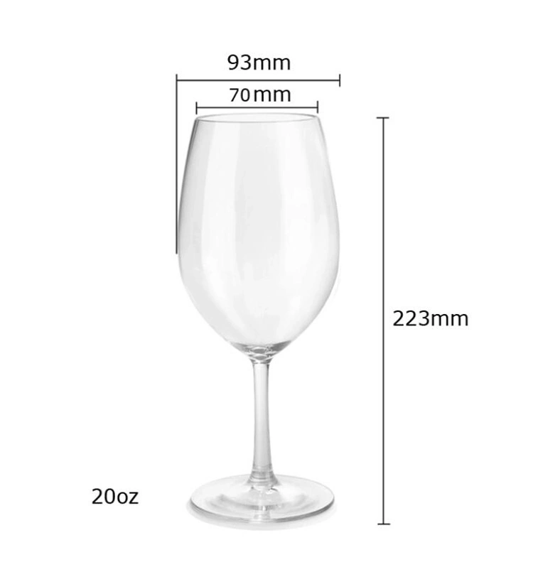 20oz Dishwasher Safe Wine Cup Reusable Plastic Wine Goblets Glass