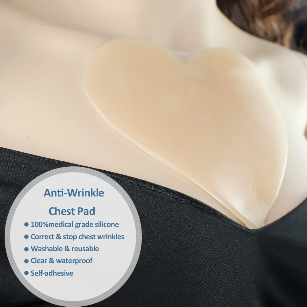 Heart-Shaped Reusable Anti Wrinkle Chest Pads Washable Silicone Chest Wrinkle Pads