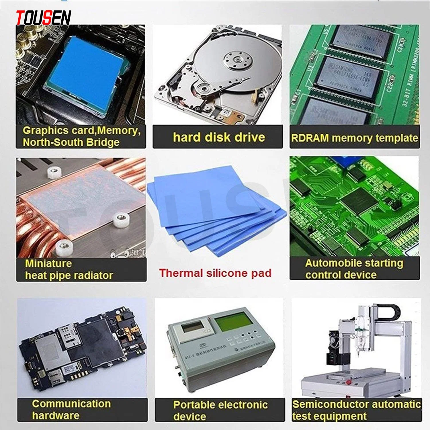 لوحة حرارية GPU لوحة موصلة للحرارة لوحة Silicone Thermal Pad سعر رخيص حجم مبيعات المصنع القابل للتخصيص للكمبيوتر