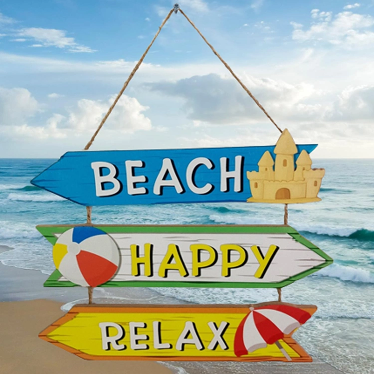 Custom Printing Relax Direction Mark Wood MDF Beach Sign Hanging Sign Plaque