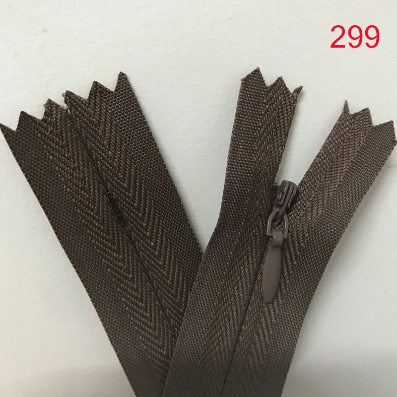 Brown Color Long Invisible Zippers Sewing Clothes Accessory Nylon Coil Zipper