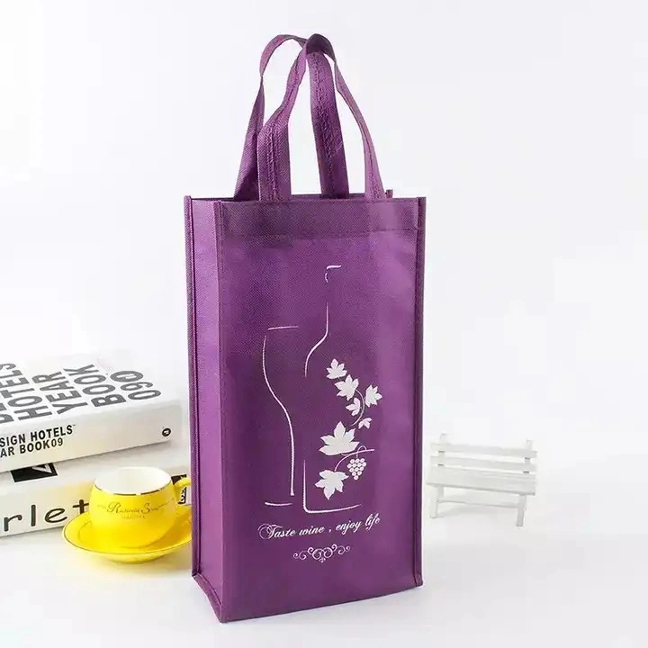 Custom Promotional Reusable Non Woven Wine Shopping Bag Christmas Single Gift