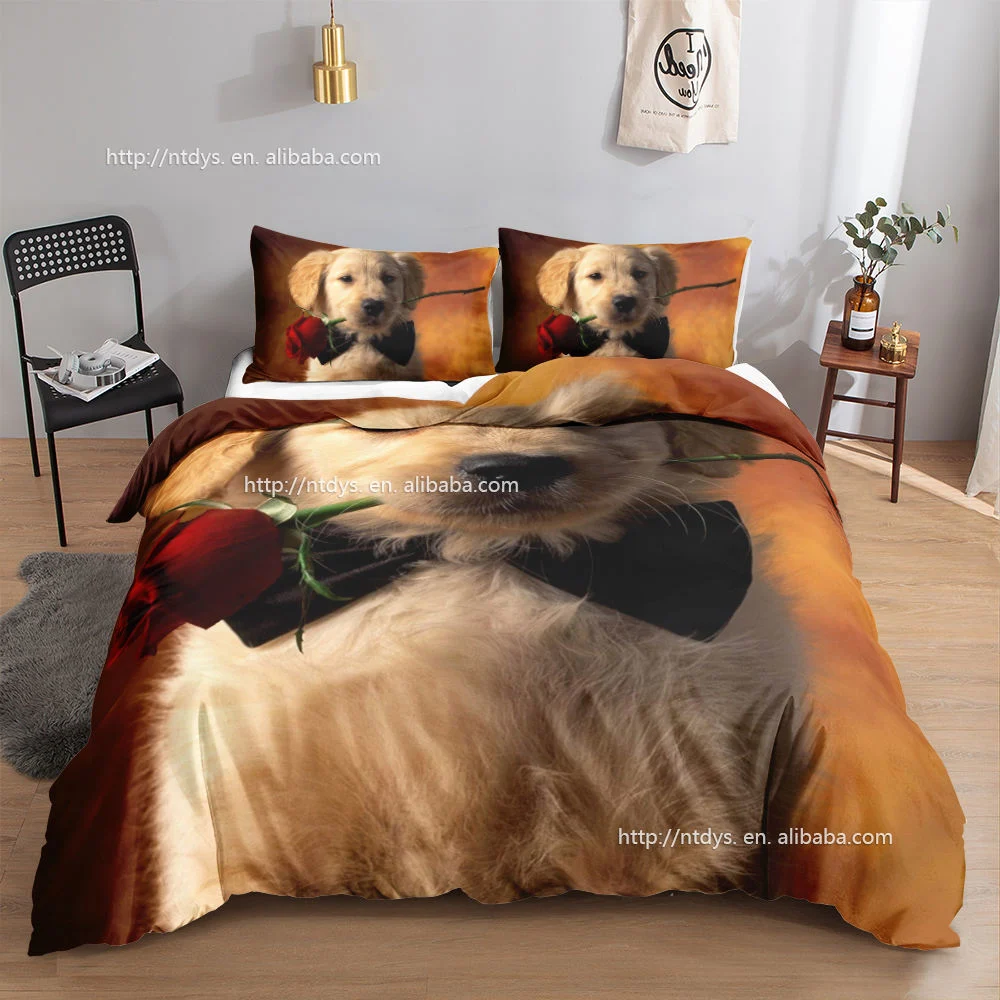 Polyester 3D Foto Hundedruck Tier Liebhaber Bettwäsche Set