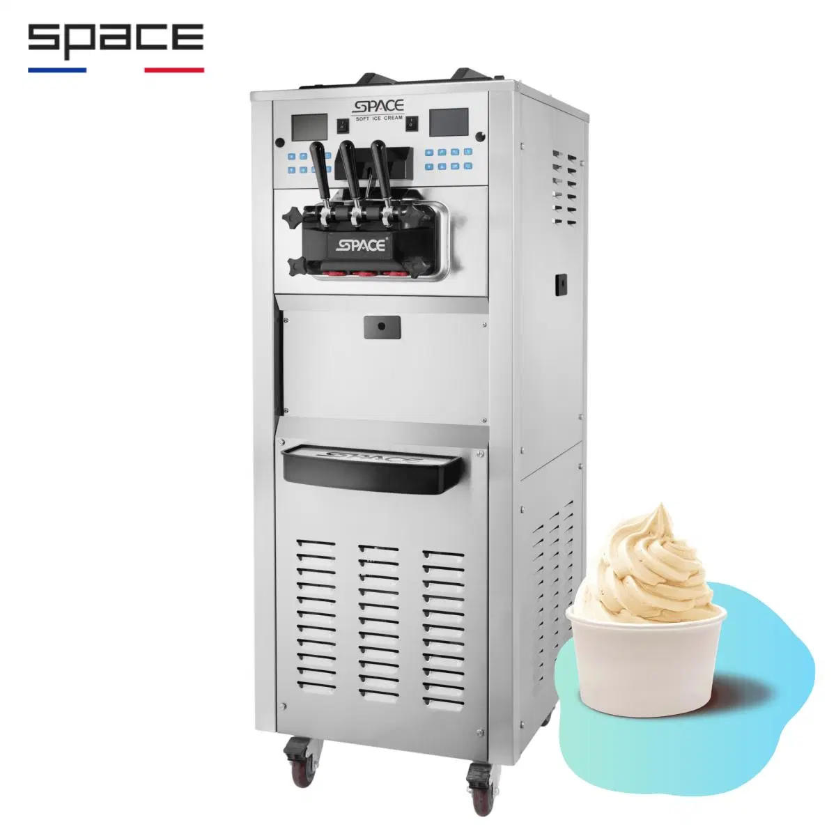 Double System 3 Flavor Soft Ice Cream Frozen Yogurt Machine with CE