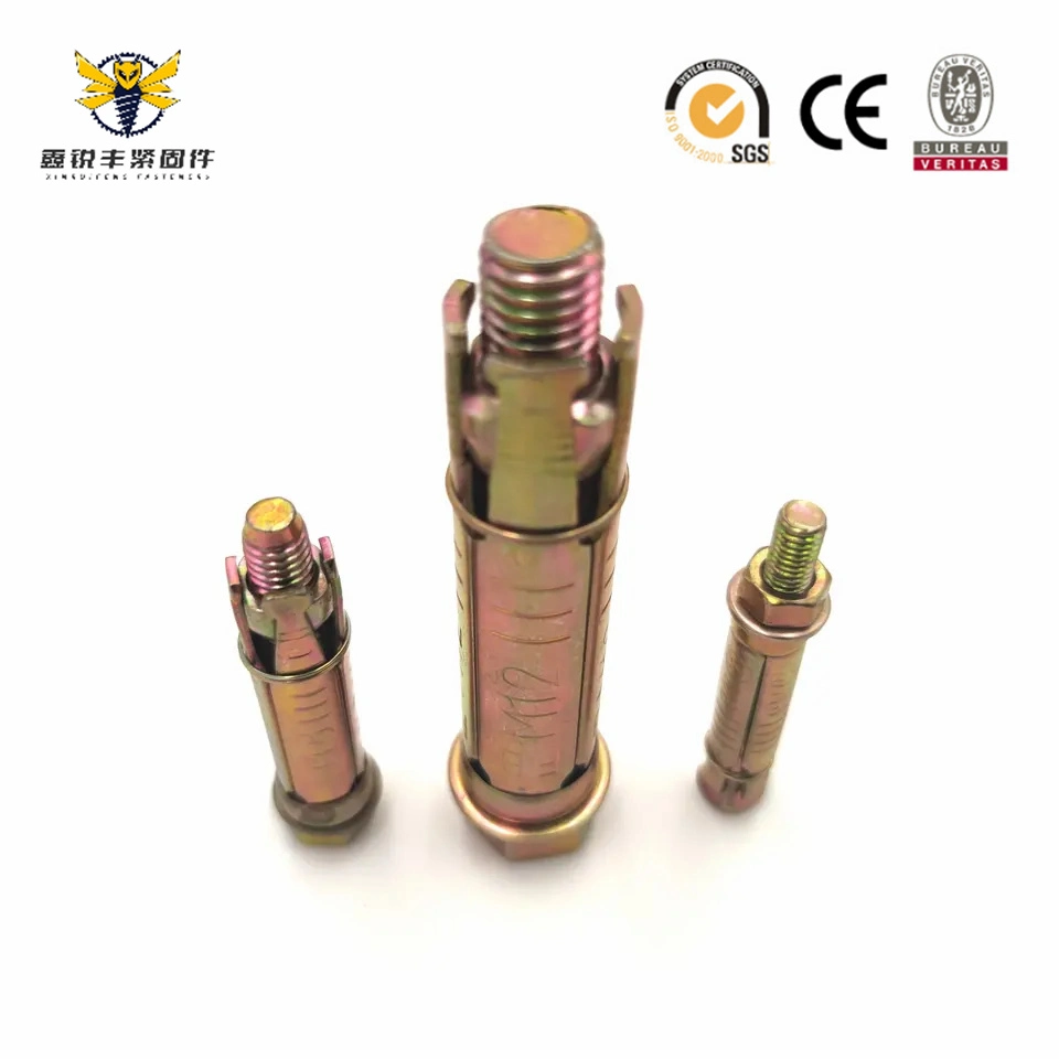 China Carbon Steel Yellow Zinc Plated 4PCS Fix Bolt for Machinery Chemical Industry Environmental Building