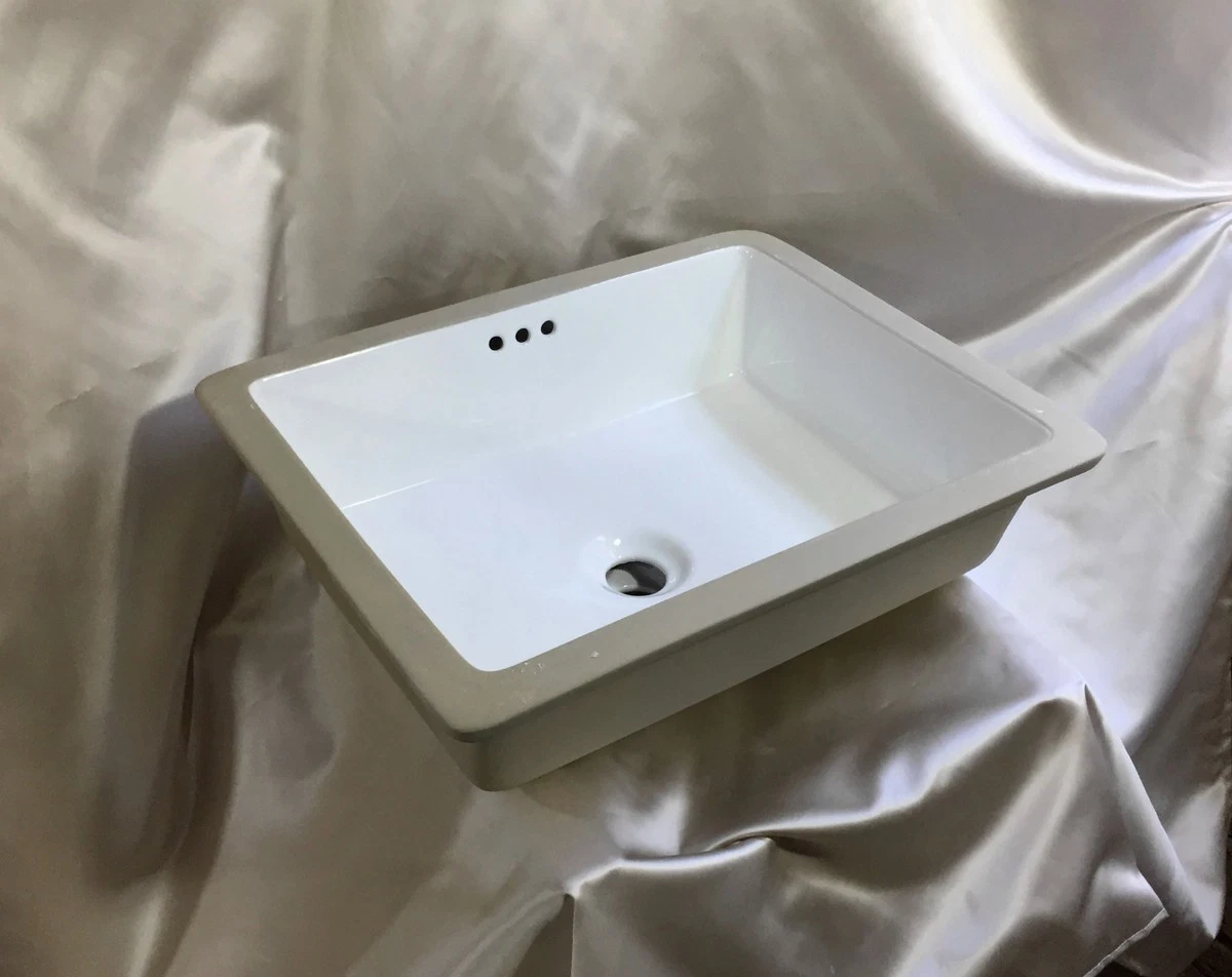 20 inches Sleek Rectangular Undermount Vanity Sink Porcelain Ceramic Lavatory Bathroom Sink