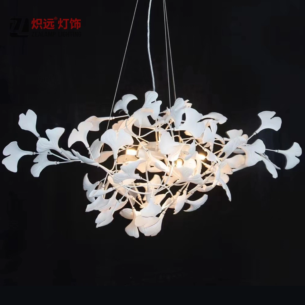 Luz Pendente de latão Gingko Villa Iluminação lustre de porcelana