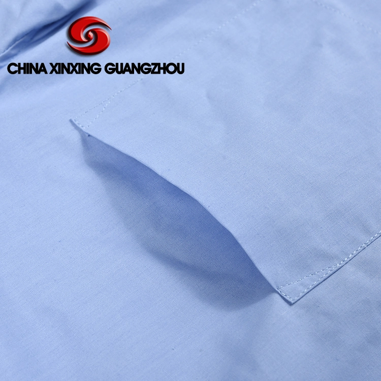 China Xinxing Custom Langarm Polyester Baumwolle Militär Polizei Blau Office Herrenshirt