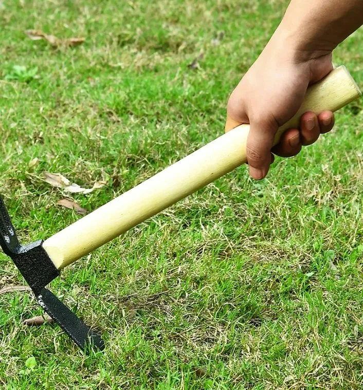 Cultivator Hoe - The Hand Held Hoe and Cultivator Tiller for Loosening Soil Weeding and Digging Wooden Handle Hoe