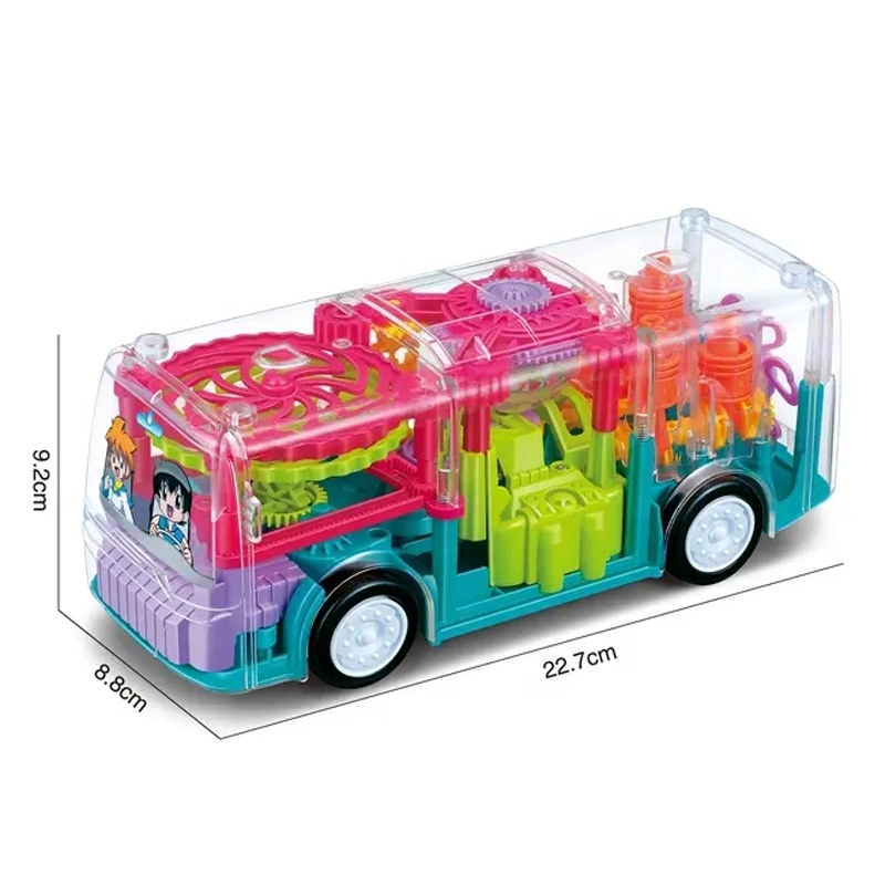 Electrical Toys Children Gaer Train Toys Transparent Gear Bus Toys Universal Driving Interesting Toy Kids Battery Operated Bus