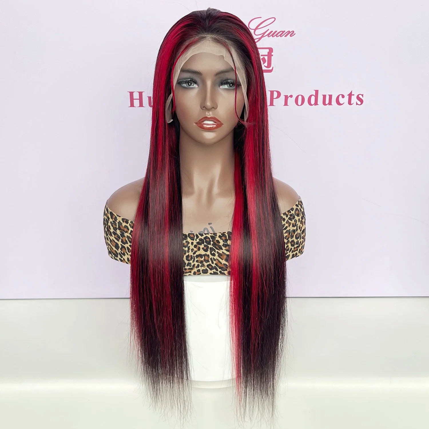 P1b / Borgonha reto Wigs cru Virgem cutícula alinhou cabelo não processado humano Produtos de cabelo